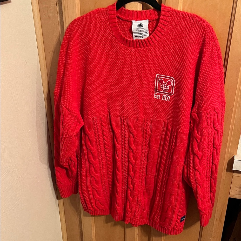 Red Disney Holiday Sweater Spirit Jersey with Embroidered Logo